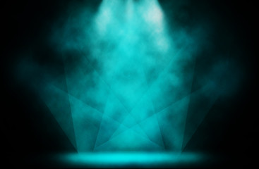 Stage show spotlight blue disco design background.