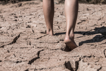 The feet that walk on the ground break because of drought.