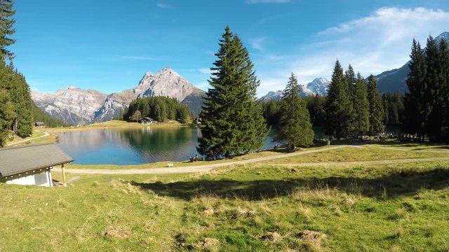 Arnisee with Swiss Alps. Arnisee is a reservoir in the Canton of Uri, Switzerland.
