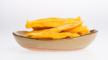 Dried Mango or Dried Mango slices on a background.
