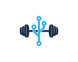Barbell Tech Icon Logo Design Element