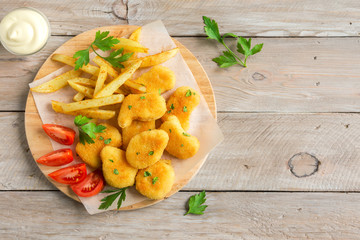 Chicken nuggets and french fries