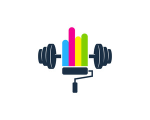 Barbell Paint Icon Logo Design Element