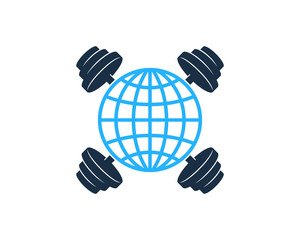 Barbell World Icon Logo Design Element