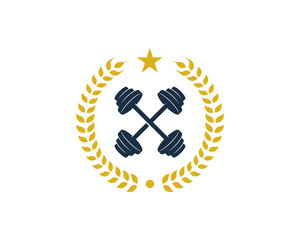 Premium Barbell Icon Logo Design Element