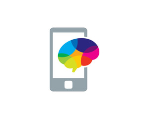 Brain Mobile Icon Logo Design Element