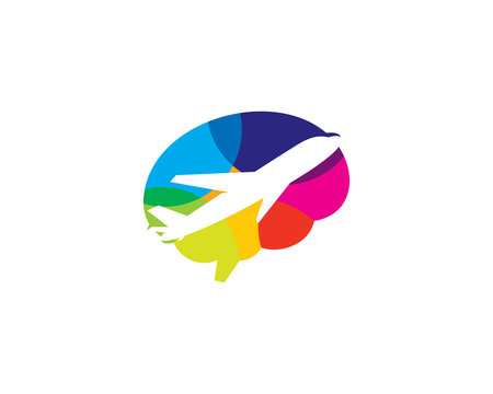 Travel Brain Icon Logo Design Element