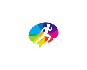 Brain Run Icon Logo Design Element