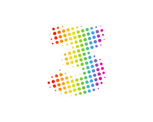Halftone Circle Number 3 Icon Logo Design Element