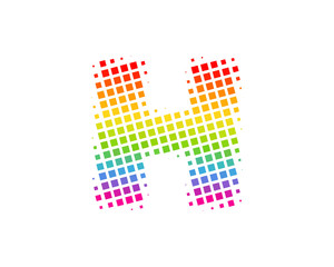 Halftone Square Letter H Icon Logo Design Element