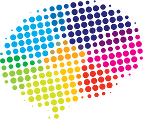 Halftone Brain Icon Logo Design Element