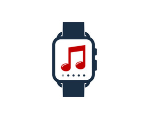 Smartwatch Music Icon Logo Design Element