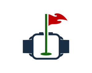 Smartwatch Golf Icon Logo Design Element