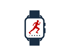Smartwatch Run Icon Logo Design Element