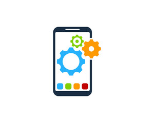 Smartphone Gear Icon Logo Design Element