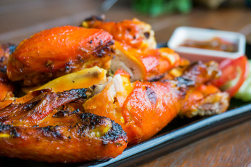 Thai style grill chicken, Tai local food,
