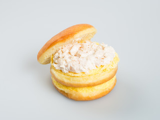burger or donut tuna burger on a background.