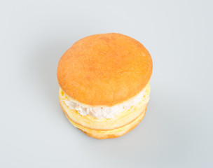 burger or donut tuna burger on a background.