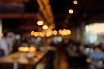 Blur people in cafe,restaurant with light abstract bokeh background. - obrazy, fototapety, plakaty