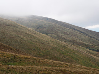 Carpatian mountains at the fog