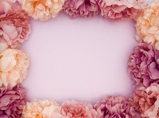 Frame of Pink and Purple Flowers with Space to Write