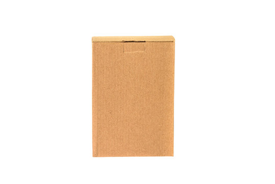 Brown tray or brown paper package or cardboard box isolated on white with clipping path.