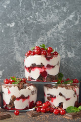 Dessert with red currant