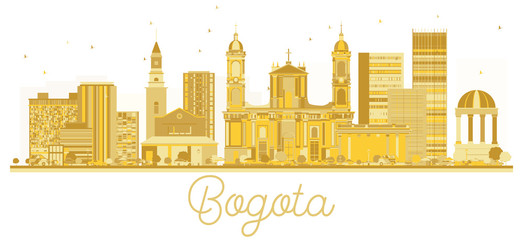 Bogota Colombia City skyline golden silhouette.