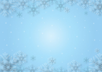 Blue and white snowflake on blue background, Christmas and Happy New Year background vector illustration 3d