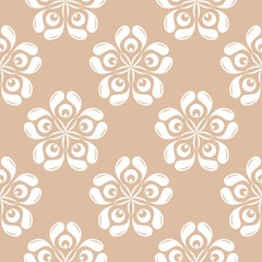 Beige and white floral seamless pattern