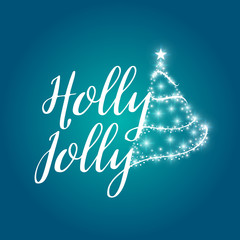 Holly Jolly Christmas icon design. Lettering design with Christmas tree. illustration for your graphic design.