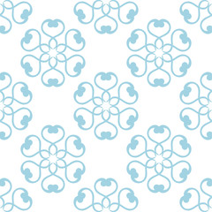 Blue floral seamless pattern on white background