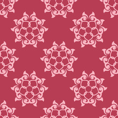 Floral seamless pattern on red background