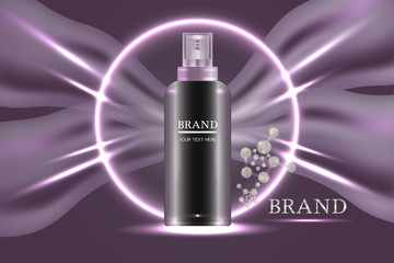 Cosmetic container with advertising background ready to use, luxury skin care ad. Illustration vector.	