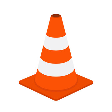 Traffic cone, equipment for safety, road. Cartoon flat style. Vector