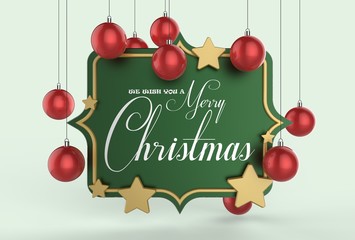 We wish you a Merry Christmas template design. 3D illustrating.