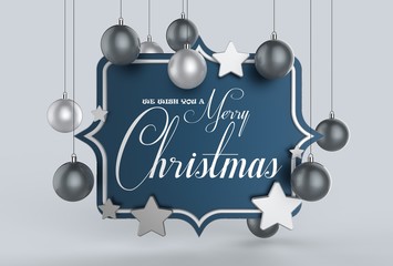 We wish you a Merry Christmas template design. 3D illustrating.