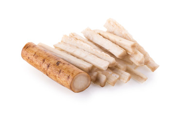 Fresh Burdock roots isolated on white background