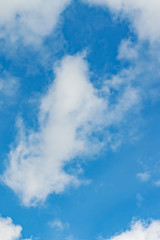 The vertical view of light blue sky with white clouds for background or texture. Copy space