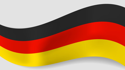 Abstract vector wavy German flag background. Ribbon with black, red and yellow Germany flag colors for national holidays and events banners design