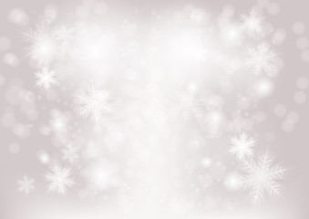 Shimmering Christmas Background with lights and snowflakes falling. Vector