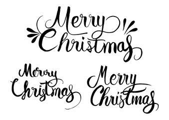 Merry Christmas Xmas hand drawn calligraphy lettering,Brush pen lettering. 