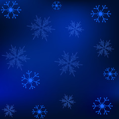 Fototapeta na wymiar Christmas vector illustration with snowflakes.Blue gradient background