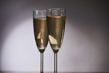 two champagne glasses