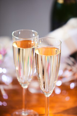 two champagne glasses