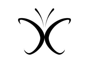 Simple Line Art Black Animal Butterfly like Initial Letter CC Logo Symbol