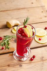 cranberry drink on the wood board