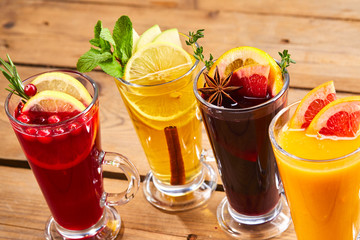 set of winter drinks