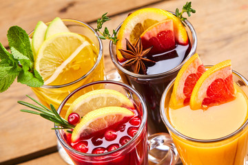 set of winter drinks