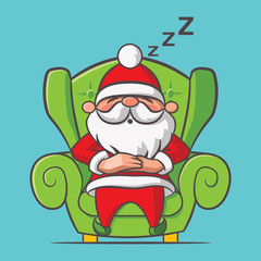 Santa Claus sleeping, snoring, dreaming on armchair
